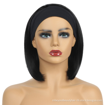 Synthetic Headband Hair Wigs Short Bob Wigs For Black Women Afro Hair With Headband pixie cut wig